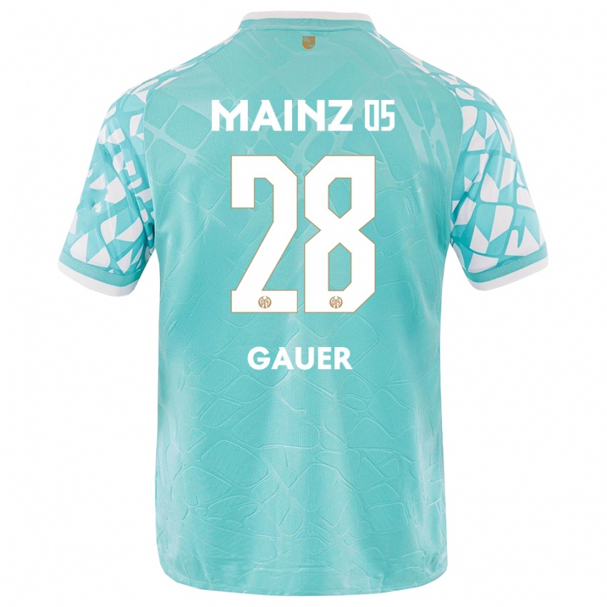 גברים לוק קווין גאואר #28 לבן טורקיז חולצת שוער 2025/26 חולצה קצרה