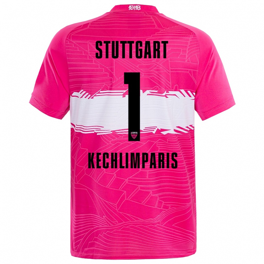 גברים Ioannis Kechlimparis #1 שחור ורוד עמוק חולצת שוער 2025/26 חולצה קצרה