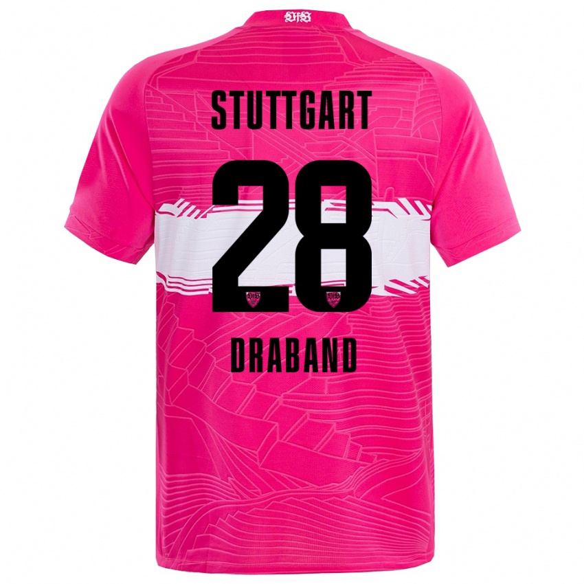 גברים דומיניק דראבנד #28 שחור ורוד עמוק חולצת שוער 2025/26 חולצה קצרה
