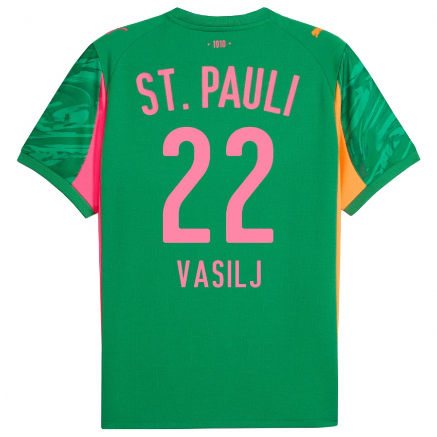 גברים ניקולה וסילי #22 ורוד כתום ירוק חולצת שוער 2025/26 חולצה קצרה