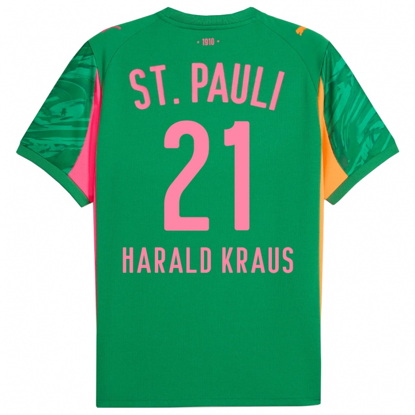 גברים Stefan Harald Kraus #21 ורוד כתום ירוק חולצת שוער 2025/26 חולצה קצרה