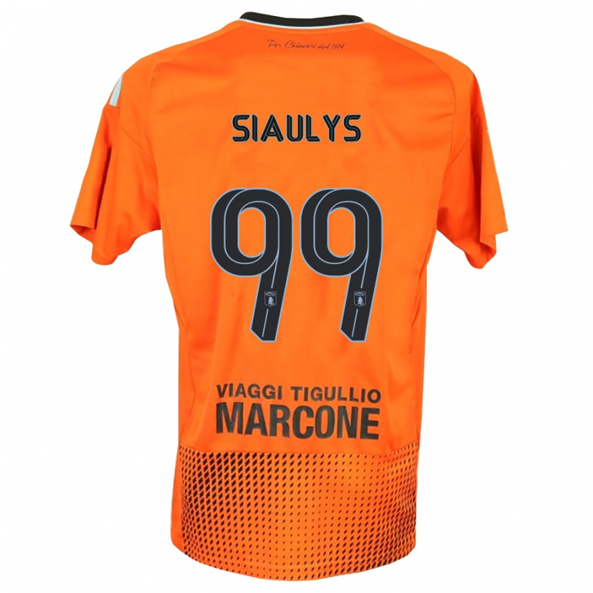 גברים Ovidijus Siaulys #99 כחול כתום כהה חולצת שוער 2025/26 חולצה קצרה