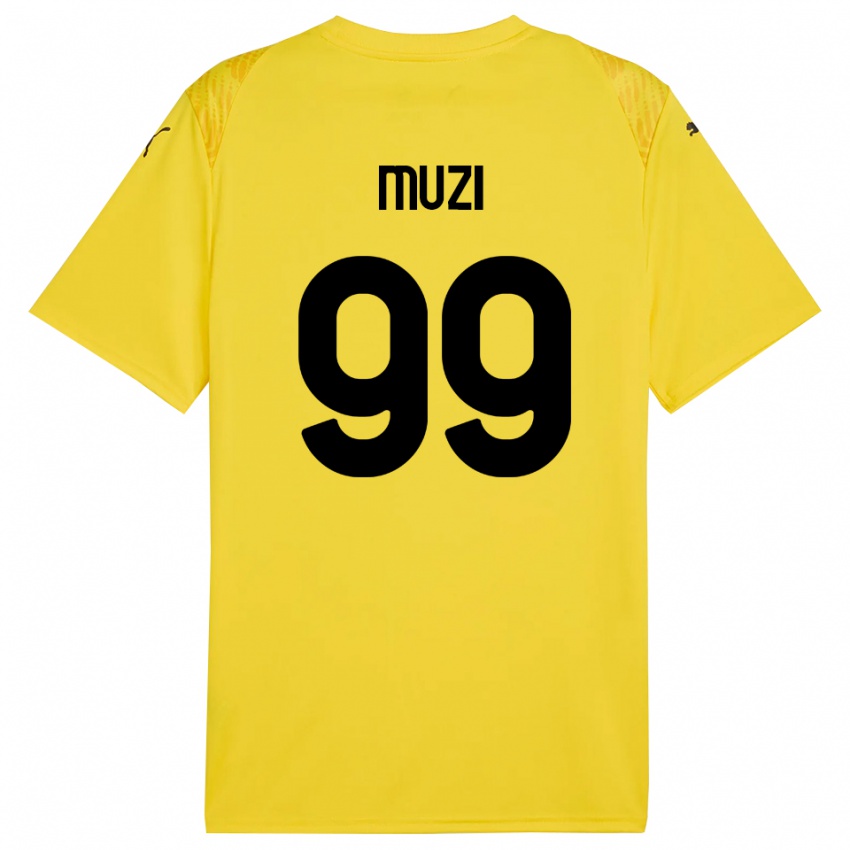 גברים כריסטיאן מוזי #99 שחור צהוב חולצת שוער 2025/26 חולצה קצרה