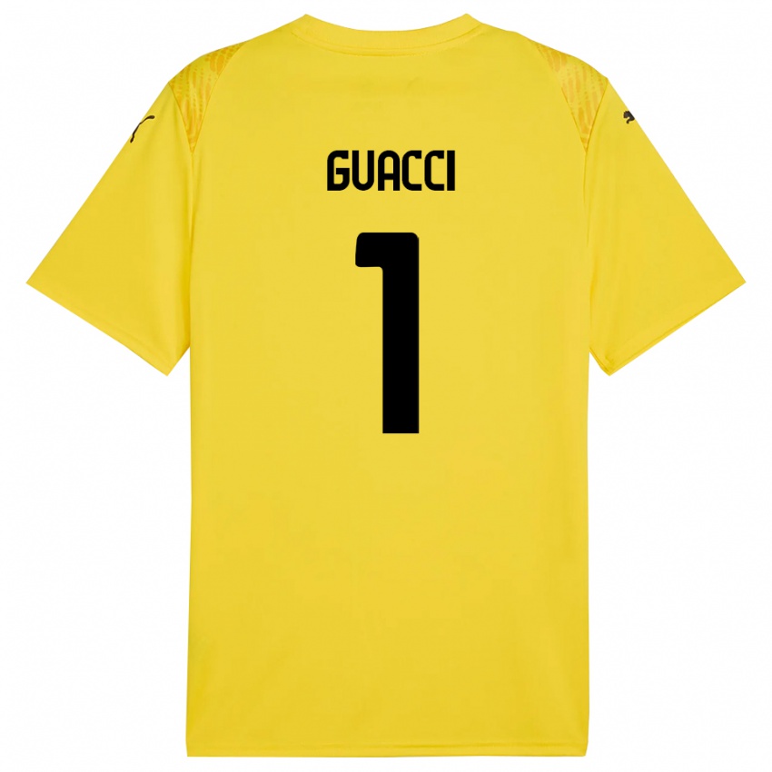 גברים Marco Guacci #1 שחור צהוב חולצת שוער 2025/26 חולצה קצרה