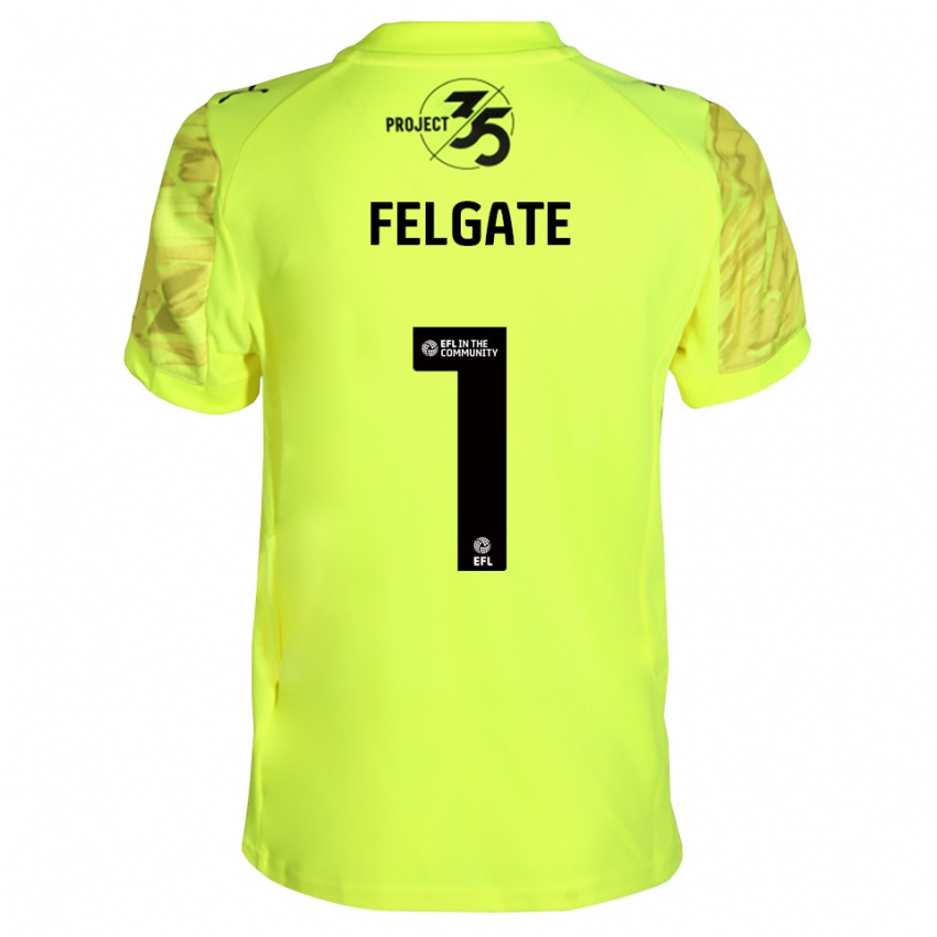 גברים Lily Felgate #1 שחור ירוק פלורסנט חולצת שוער 2025/26 חולצה קצרה