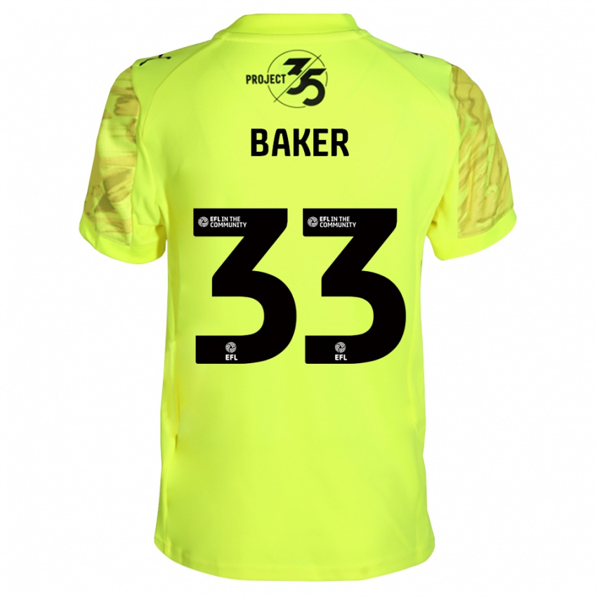 גברים זאק בייקר #33 שחור ירוק פלורסנט חולצת שוער 2025/26 חולצה קצרה