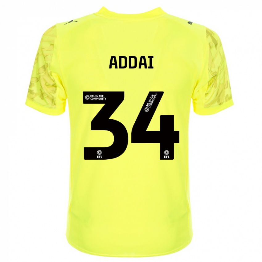 גברים קורי אדאי #34 שחור צהוב חולצת שוער 2025/26 חולצה קצרה