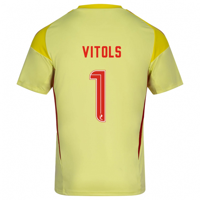 גברים רודריגו ויקטורס ויטולס #1 אדום צהוב חולצת שוער 2025/26 חולצה קצרה