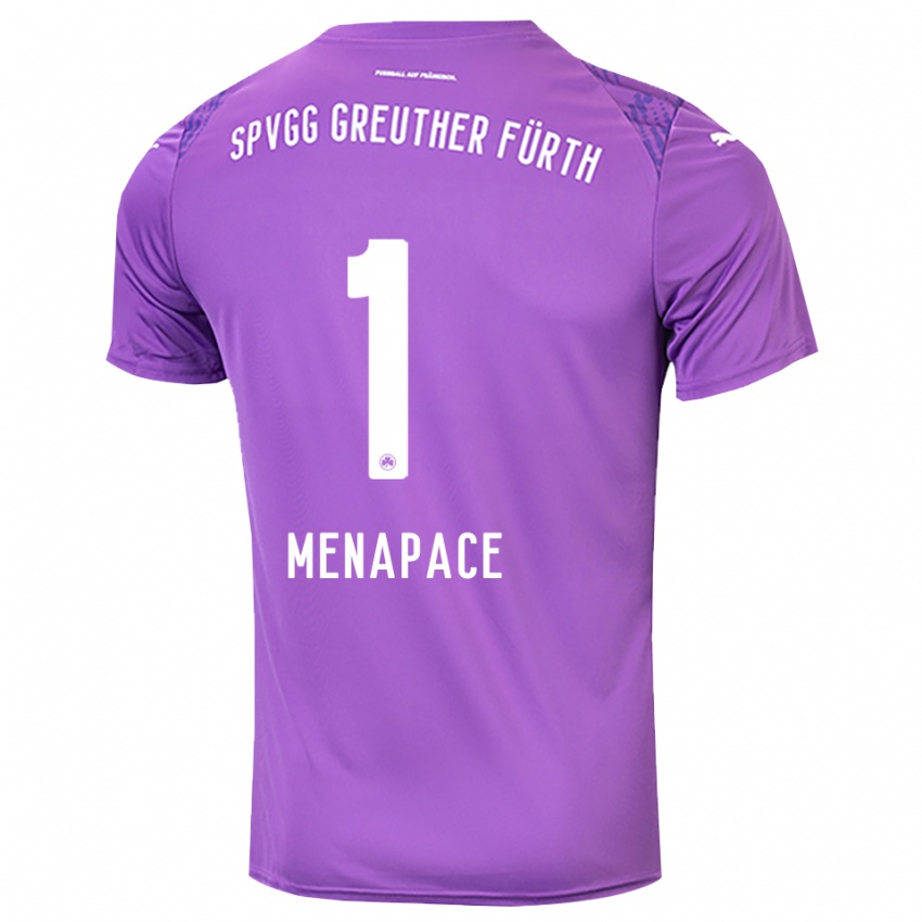 גברים Theo Menapace #1 סגול לבן חולצת שוער 2025/26 חולצה קצרה