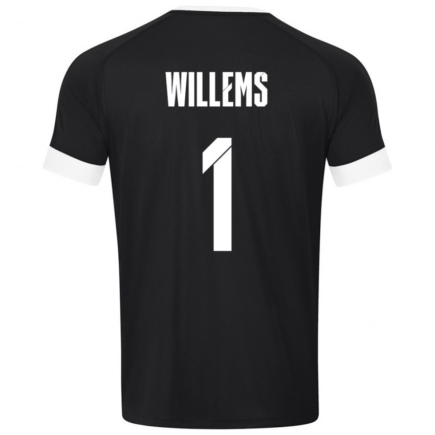 גברים Leon Willems #1 שחור לבן חולצת שוער 2025/26 חולצה קצרה