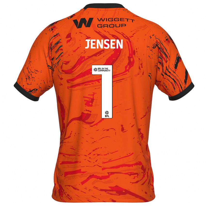 גברים לוקאס ינסן #1 כתום שחור חולצת שוער 2025/26 חולצה קצרה