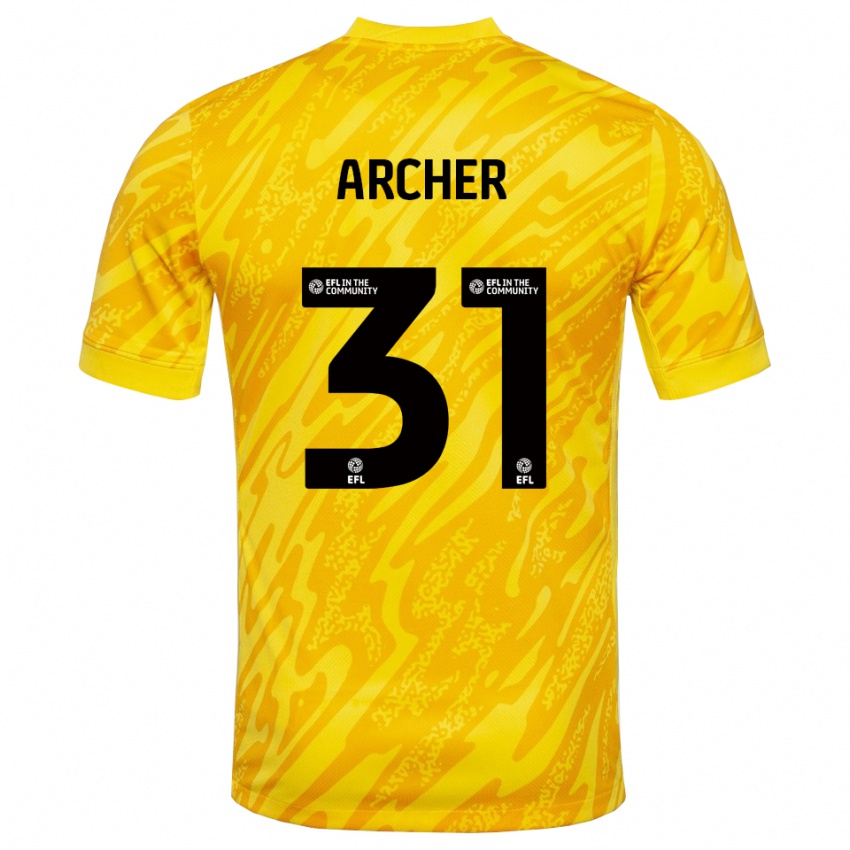 גברים ג'ורדן ארצ'ר #31 שחור צהוב חולצת שוער 2025/26 חולצה קצרה