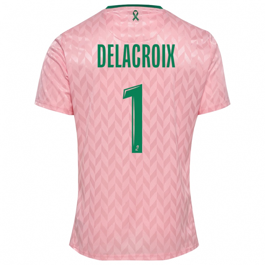 גברים Noa Delacroix #1 ירוק ורוד חולצת שוער 2025/26 חולצה קצרה