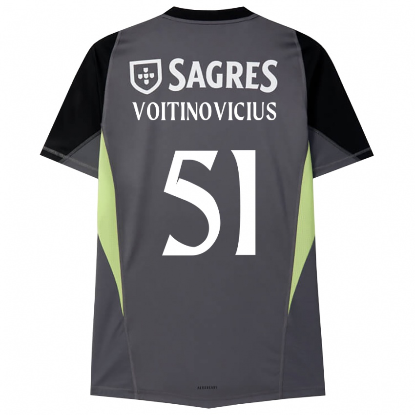 גברים Arnas Voitinovičius #51 אפור כהה שחור חולצת שוער 2025/26 חולצה קצרה
