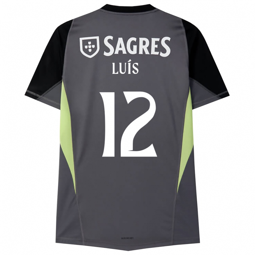 גברים António Luís #12 אפור כהה שחור חולצת שוער 2025/26 חולצה קצרה