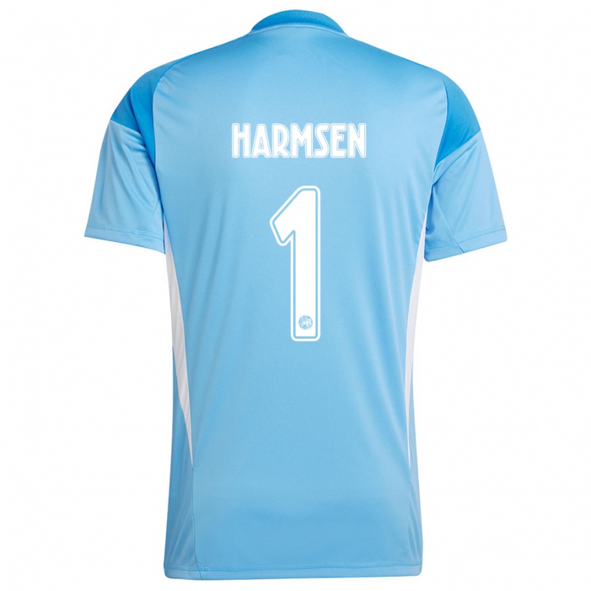 גברים Tymo Harmsen #1 כחול בהיר לבן חולצת שוער 2025/26 חולצה קצרה