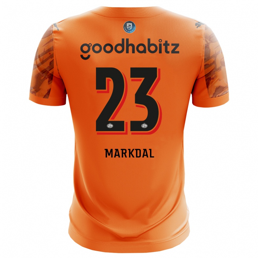 גברים Mikkel Markdal #23 כתום שחור חולצת שוער 2025/26 חולצה קצרה