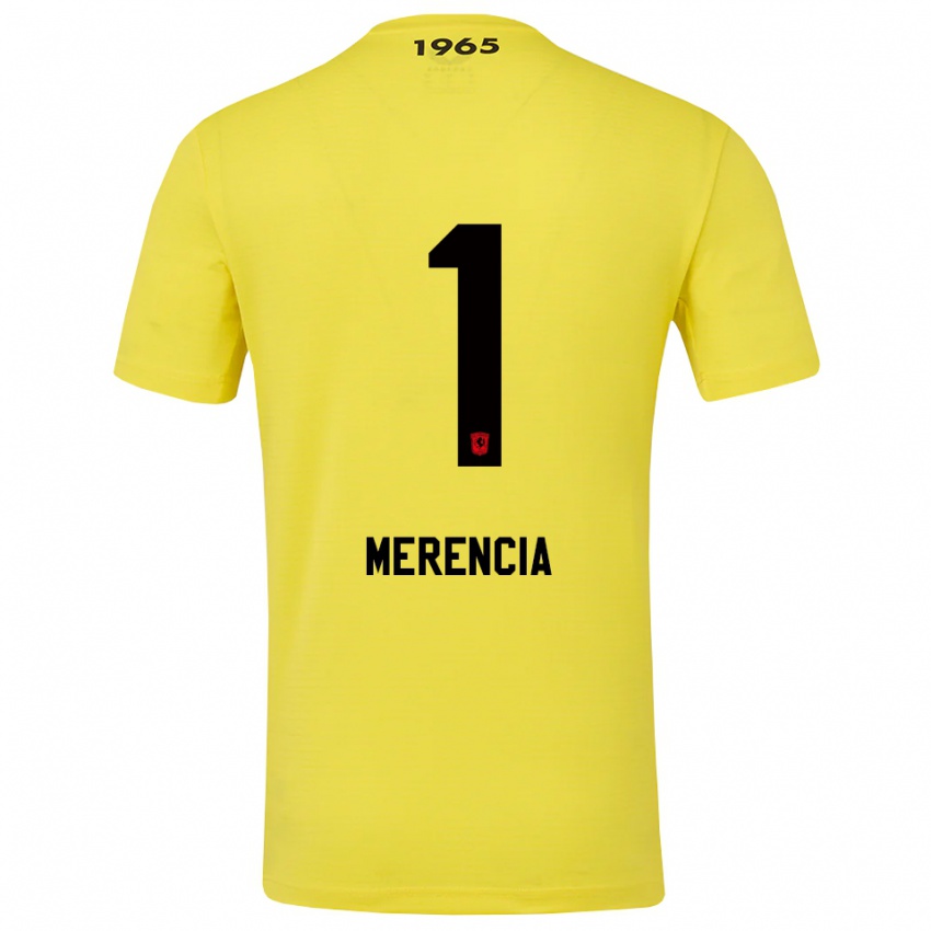 גברים Leandro Merencia #1 צהוב שחור חולצת שוער 2025/26 חולצה קצרה