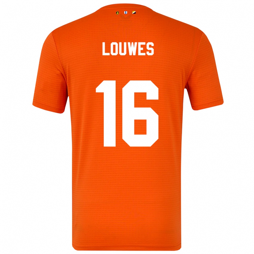 גברים Puck Louwes #16 כתום שחור חולצת שוער 2025/26 חולצה קצרה