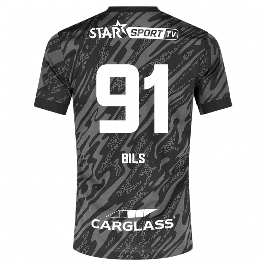 גברים אליז בילס #91 אפור כהה שחור חולצת שוער 2025/26 חולצה קצרה