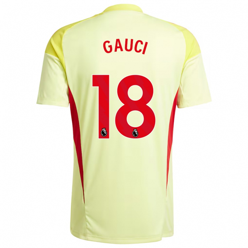 גברים ג'ו גאוסי #18 צהוב בהיר חולצת שוער 2025/26 חולצה קצרה