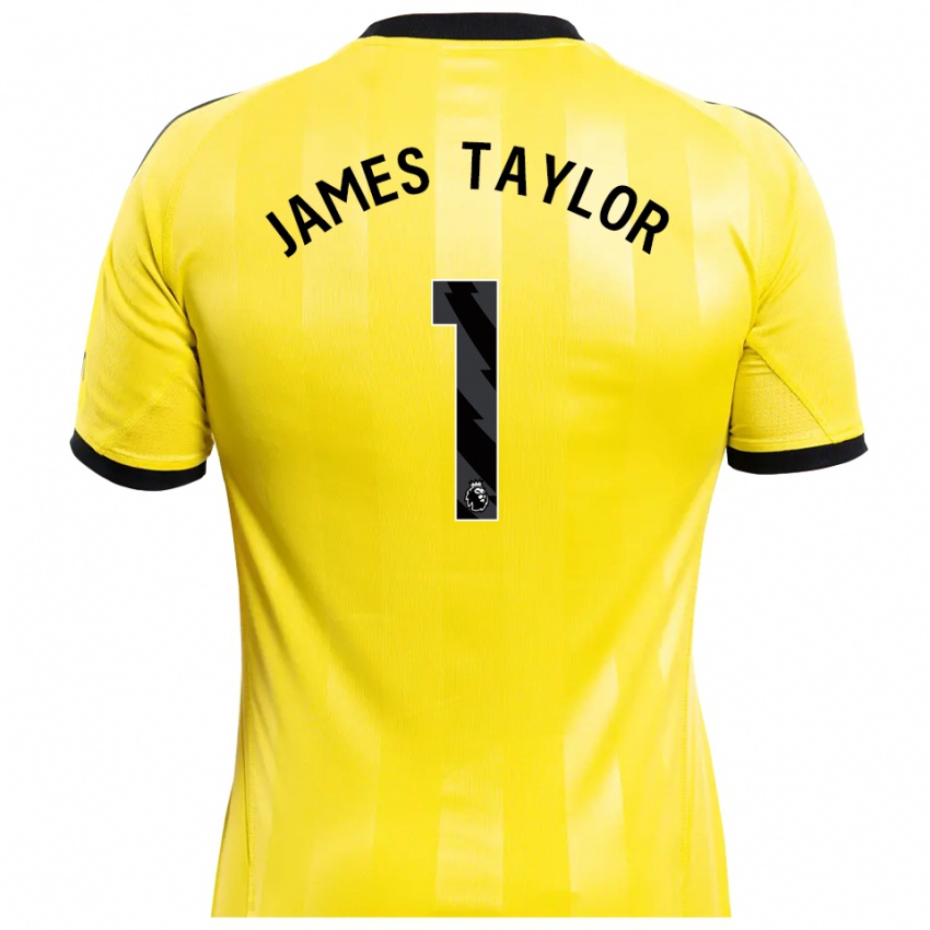 גברים James Taylor #1 צהוב שחור חולצת שוער 2025/26 חולצה קצרה