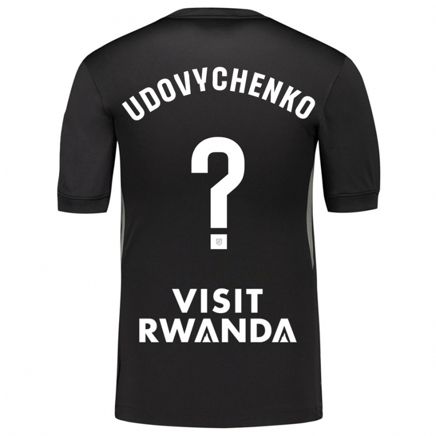 גברים Glib Udovychenko #0 שחור לבן חולצת שוער 2025/26 חולצה קצרה