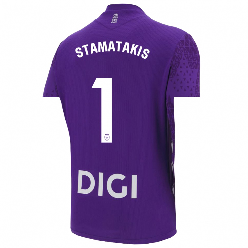 גברים דימיטריוס סטמטאקיס #1 סגול לבן חולצת שוער 2025/26 חולצה קצרה