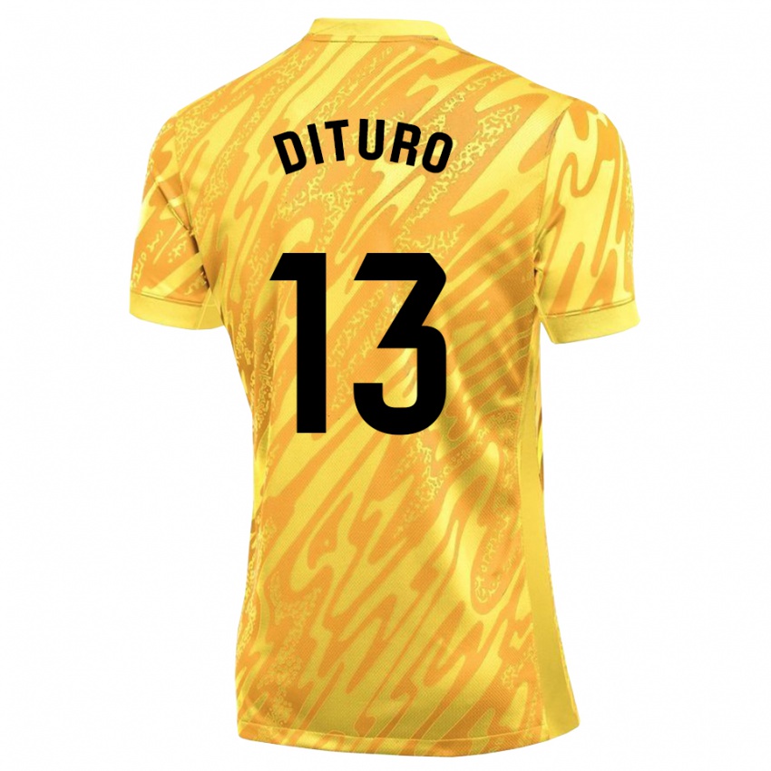 גברים מתיאס דיטורו #13 צהוב שחור חולצת שוער 2025/26 חולצה קצרה