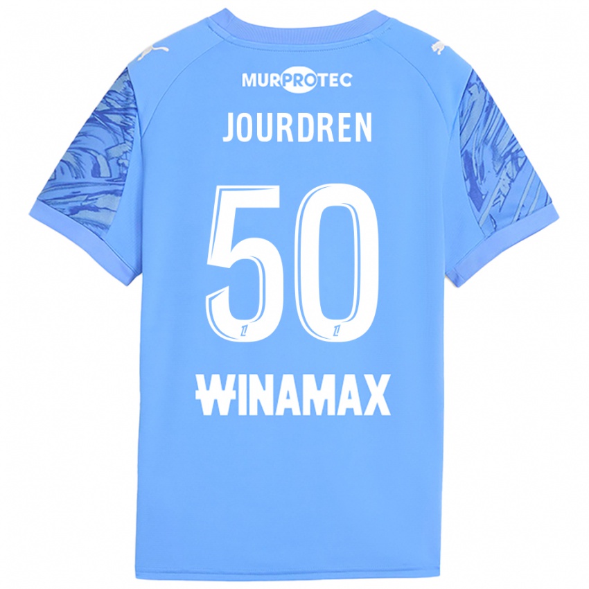 גברים Ilan Jourdren #50 כחול בהיר לבן חולצת שוער 2025/26 חולצה קצרה