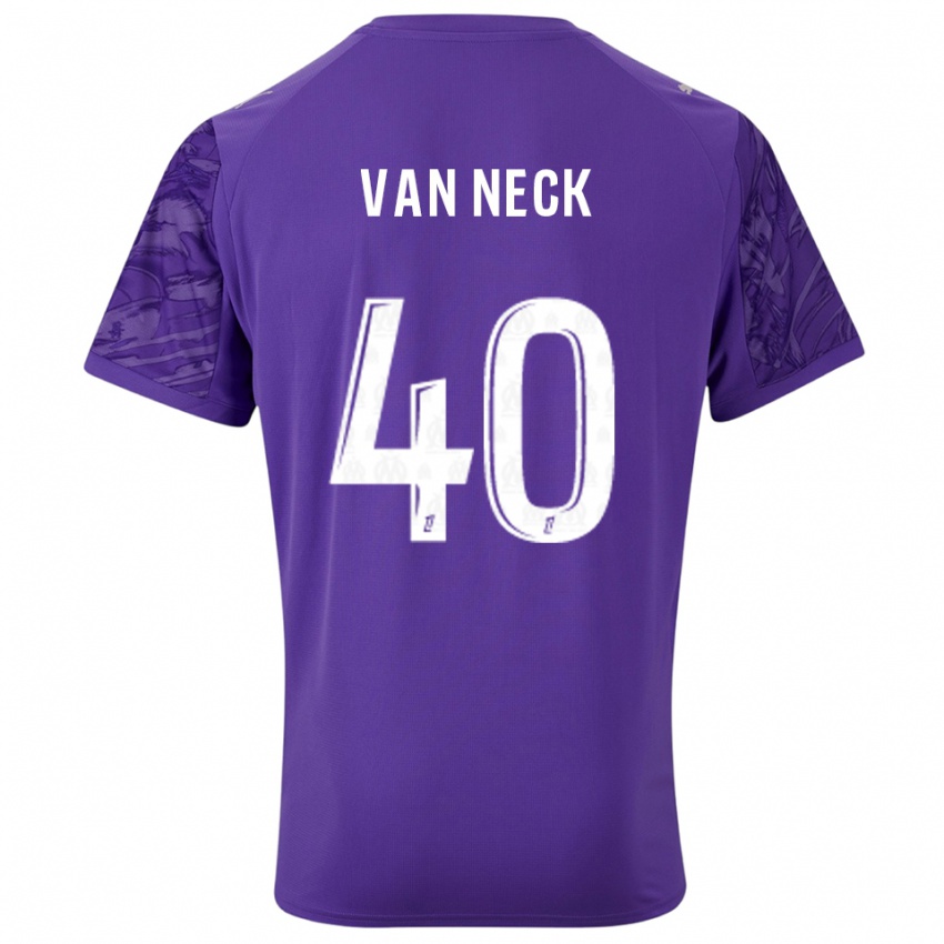 גברים Jelle Van Neck #40 סגול לבן חולצת שוער 2025/26 חולצה קצרה