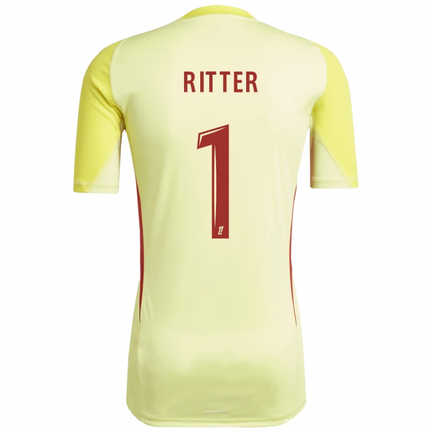 גברים Maxime Ritter #1 צהוב אדום בהיר חולצת שוער 2025/26 חולצה קצרה