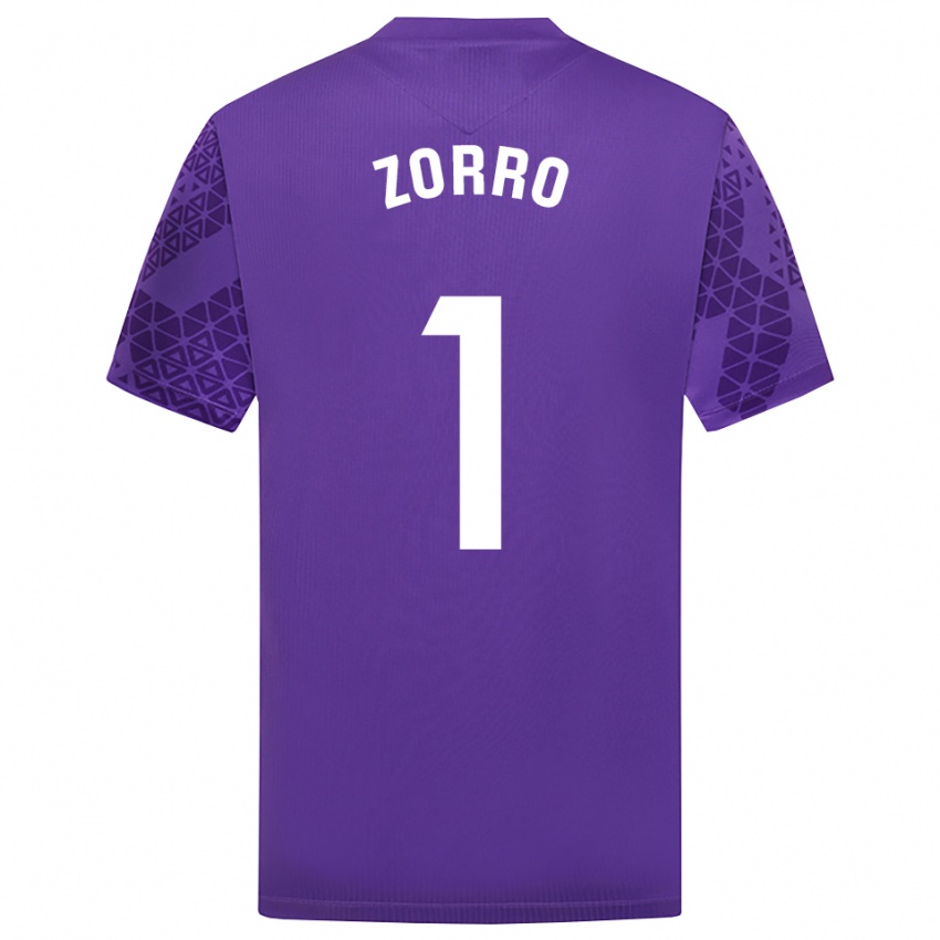 גברים Zorro #1 סגול לבן חולצת שוער 2025/26 חולצה קצרה