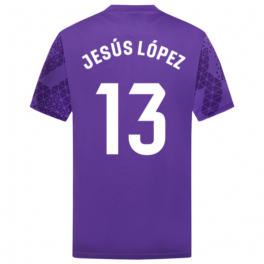 גברים Jesús López #13 סגול לבן חולצת שוער 2025/26 חולצה קצרה