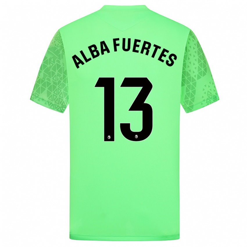 גברים Alba Fuertes #13 ירוק קפיצי שחור חולצת שוער 2025/26 חולצה קצרה
