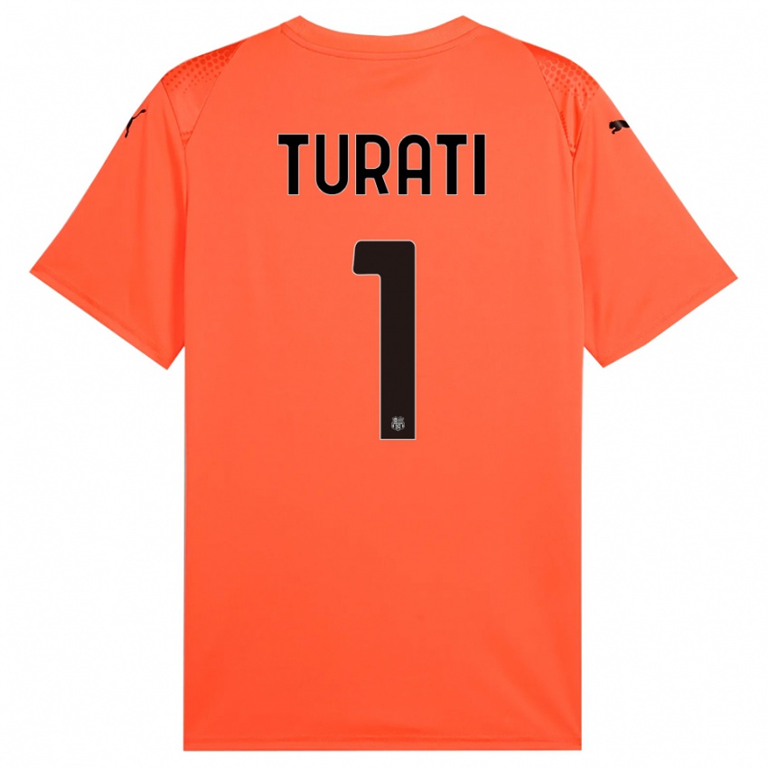 גברים סטפנו טוראטי #1 שחור כתום חולצת שוער 2025/26 חולצה קצרה