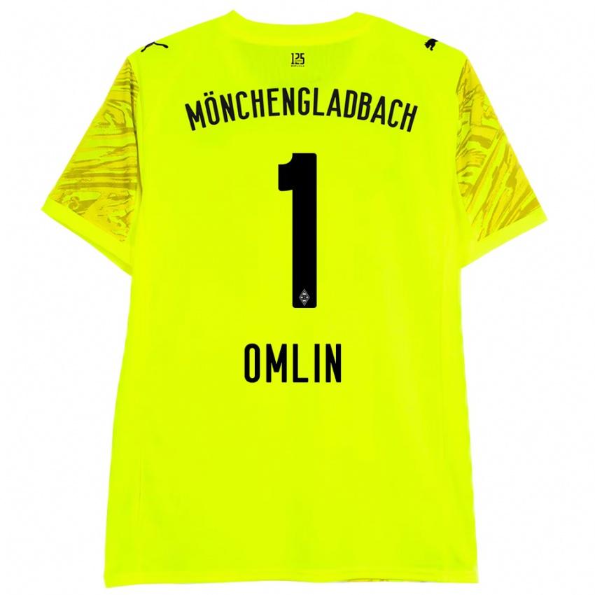 גברים ג'ונאס אומלין #1 שחור צהוב חולצת שוער 2025/26 חולצה קצרה