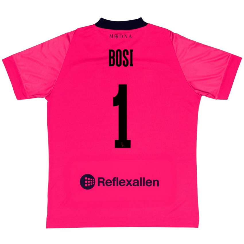 גברים Matteo Bosi #1 ורוד עמוק שחור חולצת שוער 2025/26 חולצה קצרה