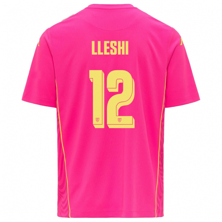 גברים Leonardo Lleshi #12 צהוב ורוד עמוק חולצת שוער 2025/26 חולצה קצרה