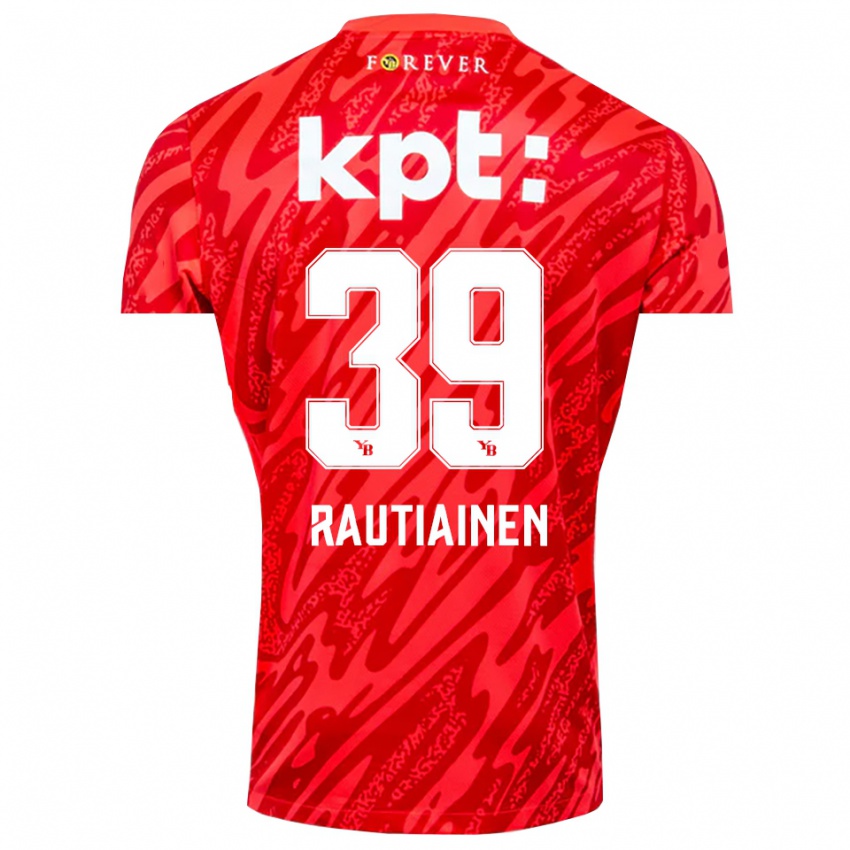 גברים Iina Rautiainen #39 אדום לבן חולצת שוער 2025/26 חולצה קצרה