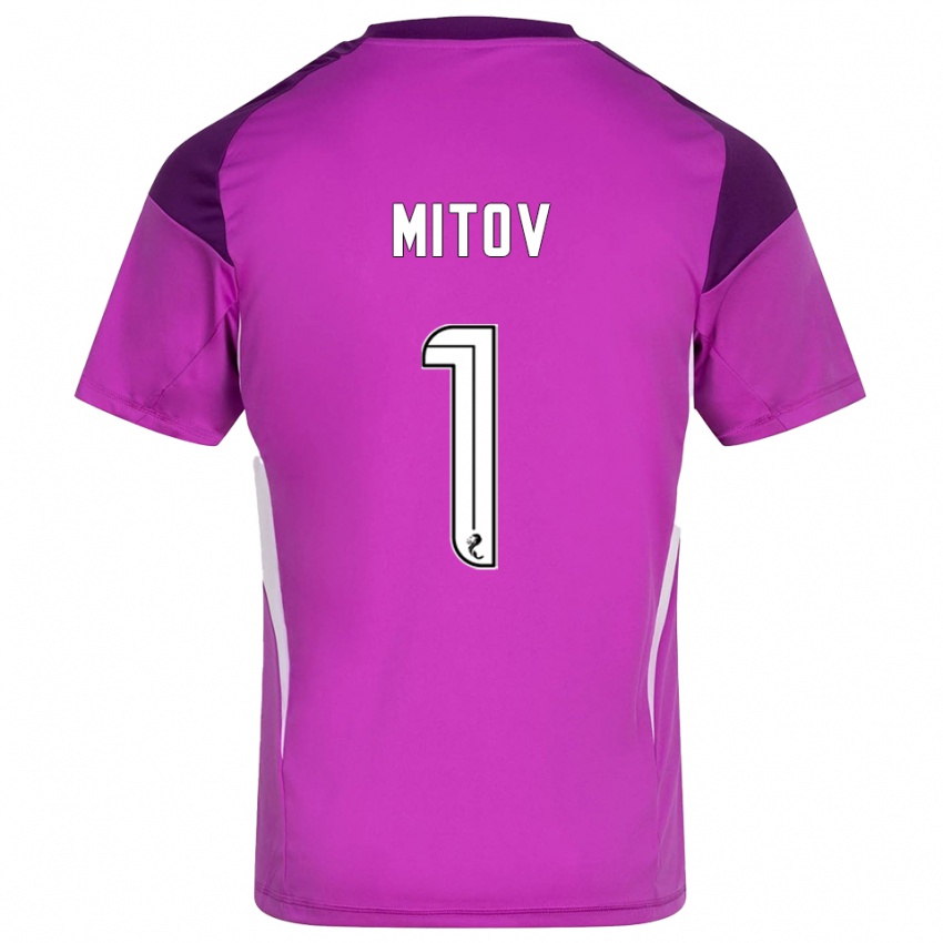 גברים דימיטר מיטוב #1 מג'נטה סגול חולצת שוער 2025/26 חולצה קצרה