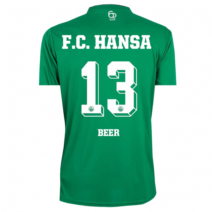 גברים דריאן בר #13 ירוק כהה לבן חולצת שוער 2025/26 חולצה קצרה