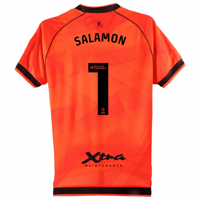 גברים מטאו סלומון #1 שחור כתום חולצת שוער 2025/26 חולצה קצרה