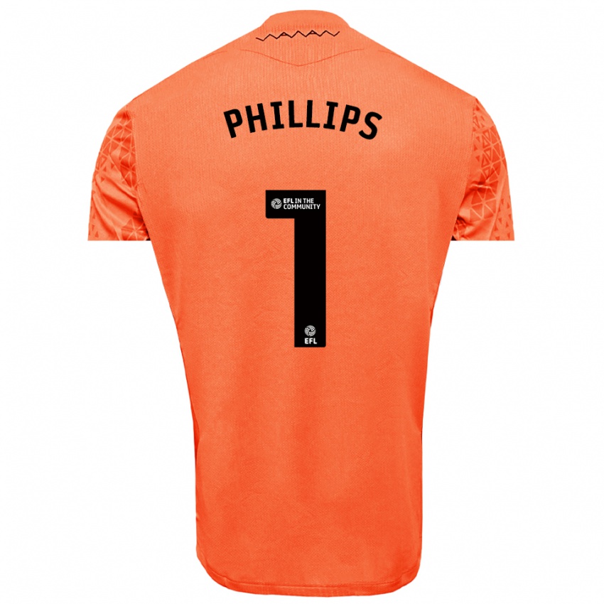 גברים ג'ק פיליפס #1 שחור כתום חולצת שוער 2025/26 חולצה קצרה