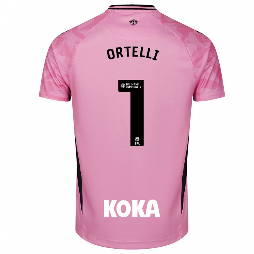 גברים גבריאל אורטלי #1 שחור ורוד בהיר חולצת שוער 2025/26 חולצה קצרה