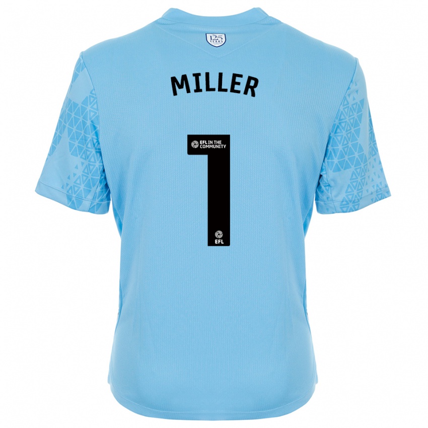 גברים Anna Miller #1 כחול שמיים שחור חולצת שוער 2025/26 חולצה קצרה