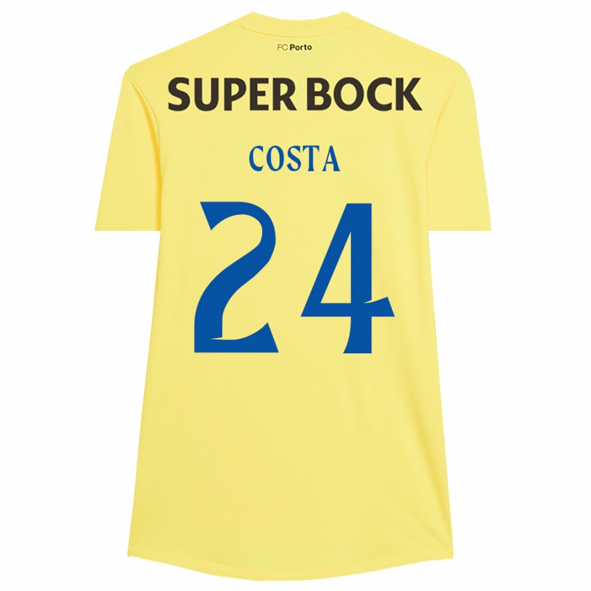 גברים ז'ואאו קוסטה #24 צהוב בהיר שחור חולצת שוער 2025/26 חולצה קצרה