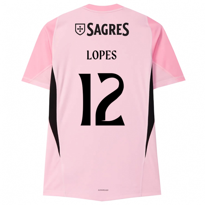 גברים לאונרדו דה סילבה לופס #12 ורוד שחור חולצת שוער 2025/26 חולצה קצרה