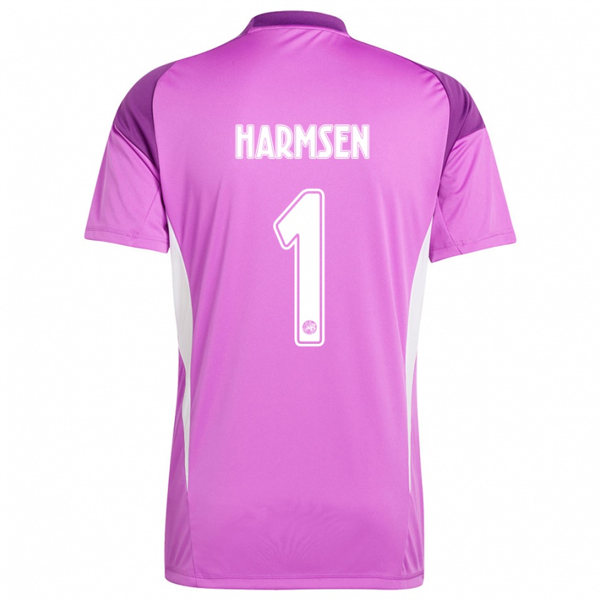 גברים Tymo Harmsen #1 סגול בהיר לבן חולצת שוער 2025/26 חולצה קצרה