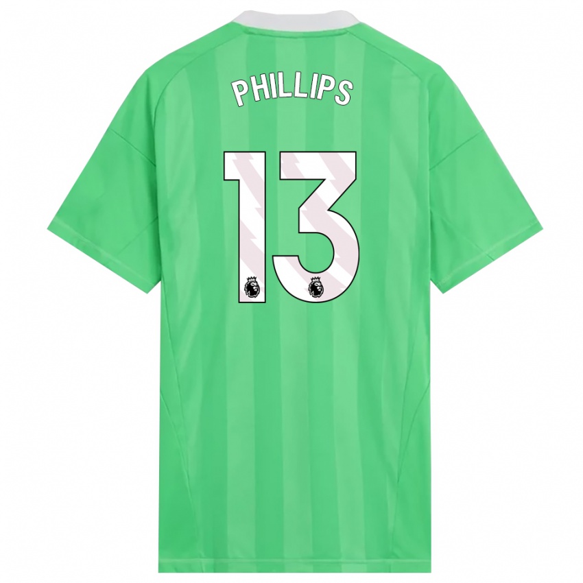 גברים Charlie Phillips #13 ירוק בהיר לבן חולצת שוער 2025/26 חולצה קצרה